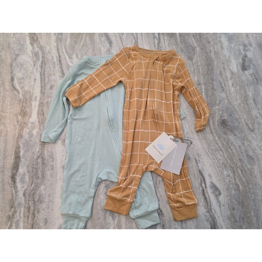 Bamboo-like Modal Fabric Cloud Island Baby 2pc Romper Set Size 6M NWT